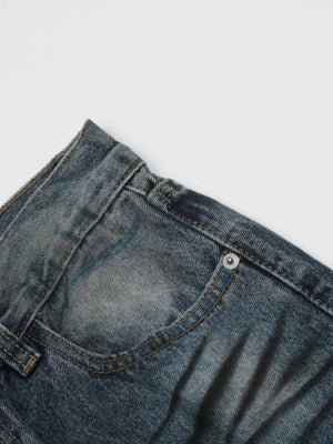 IREP Stealth Wealth Men's Washed Distressed Wide-Leg Zlec Jeans Trendsi 
