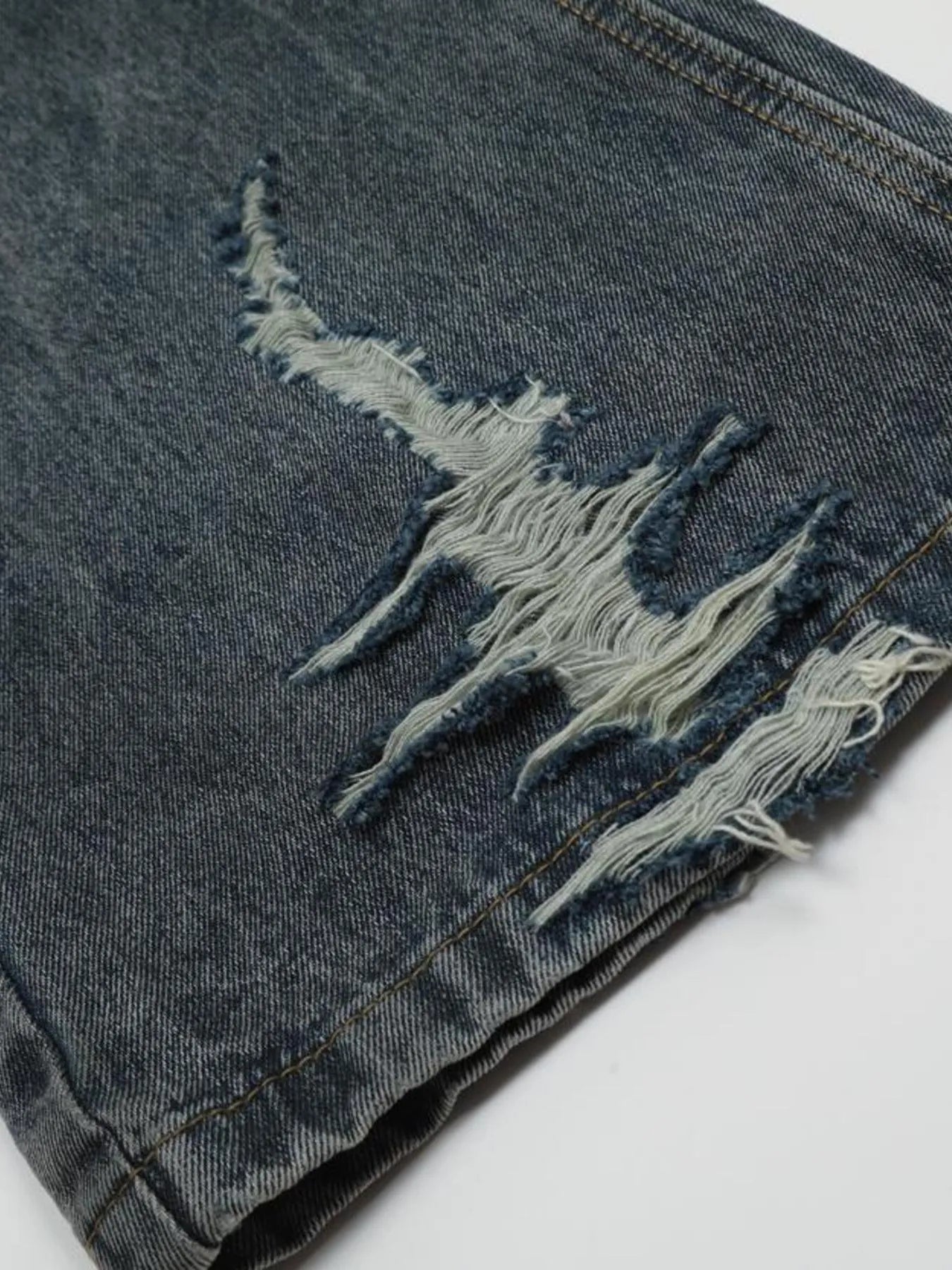 IREP Stealth Wealth Men's Washed Distressed Wide-Leg Zlec Jeans Trendsi 