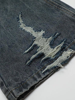 IREP Stealth Wealth Men's Washed Distressed Wide-Leg Zlec Jeans Trendsi 