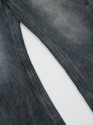 IREP Stealth Wealth Men's Washed Distressed Wide-Leg Zlec Jeans Trendsi 