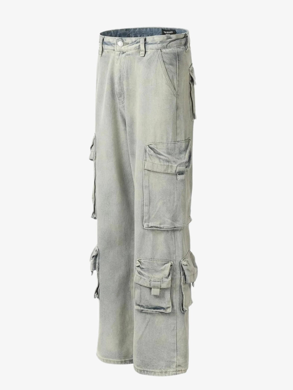 IREP Stealth Wealth Men's Washed Multi-Pocket Straight Cargo Jeans iRepBrand