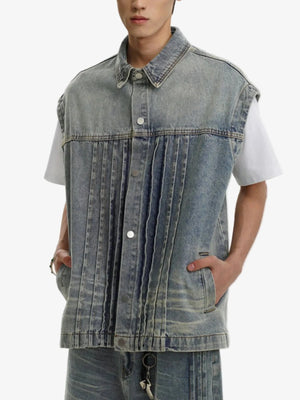 IREP Stealth Wealth Merrick Sleeveless Vintage Washed Denim Jacket Jacket iRepBrand