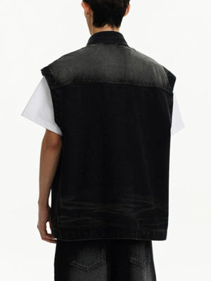 IREP Stealth Wealth Merrick Sleeveless Vintage Washed Denim Jacket Jacket iRepBrand
