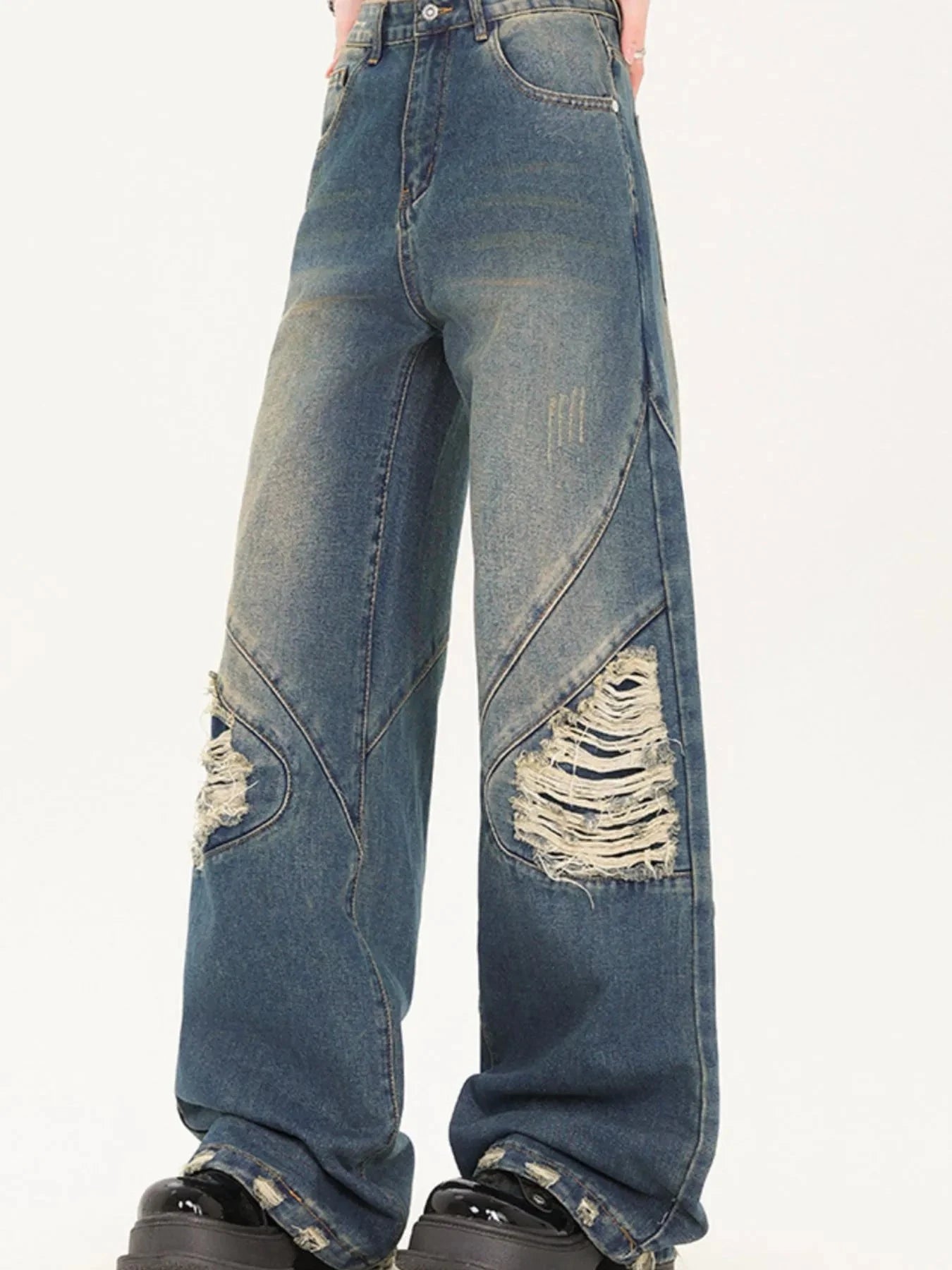 IREP Stealth Wealth Miyamoto Distressed Wide Leg Jeans Jeans iRepBrand