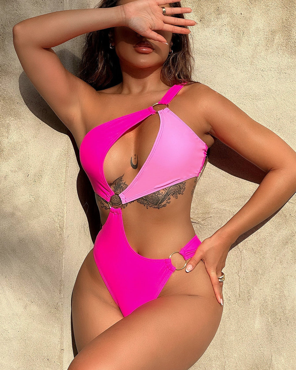 IREP Stealth Wealth One-Shoulder Cutout Ring Detail One-Piece Swimsuit Trendsi 