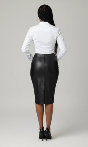 IREP Stealth Wealth Quintessence Slit Back Ruched Midi Skirt  iRepBrand