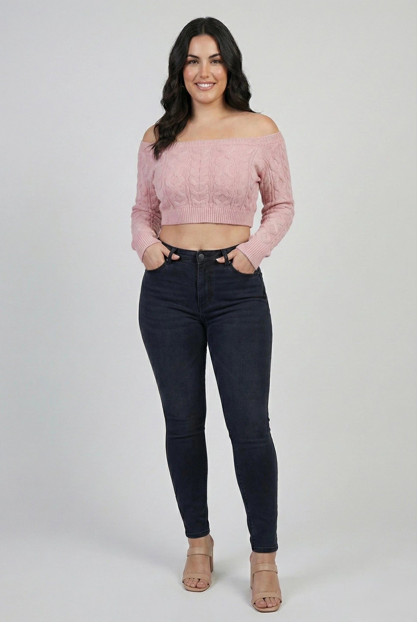 IREP Stealth Wealth Reigna Cable-Knit Off-Shoulder Sweater Sweater iRepBrand