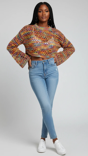 IREP Stealth Wealth Rubicon Rainbow Crochet Cropped Sweater Crop Top iRepBrand