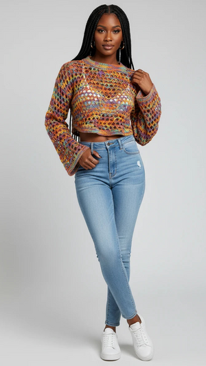 IREP Stealth Wealth Rubicon Rainbow Crochet Cropped Sweater Crop Top iRepBrand
