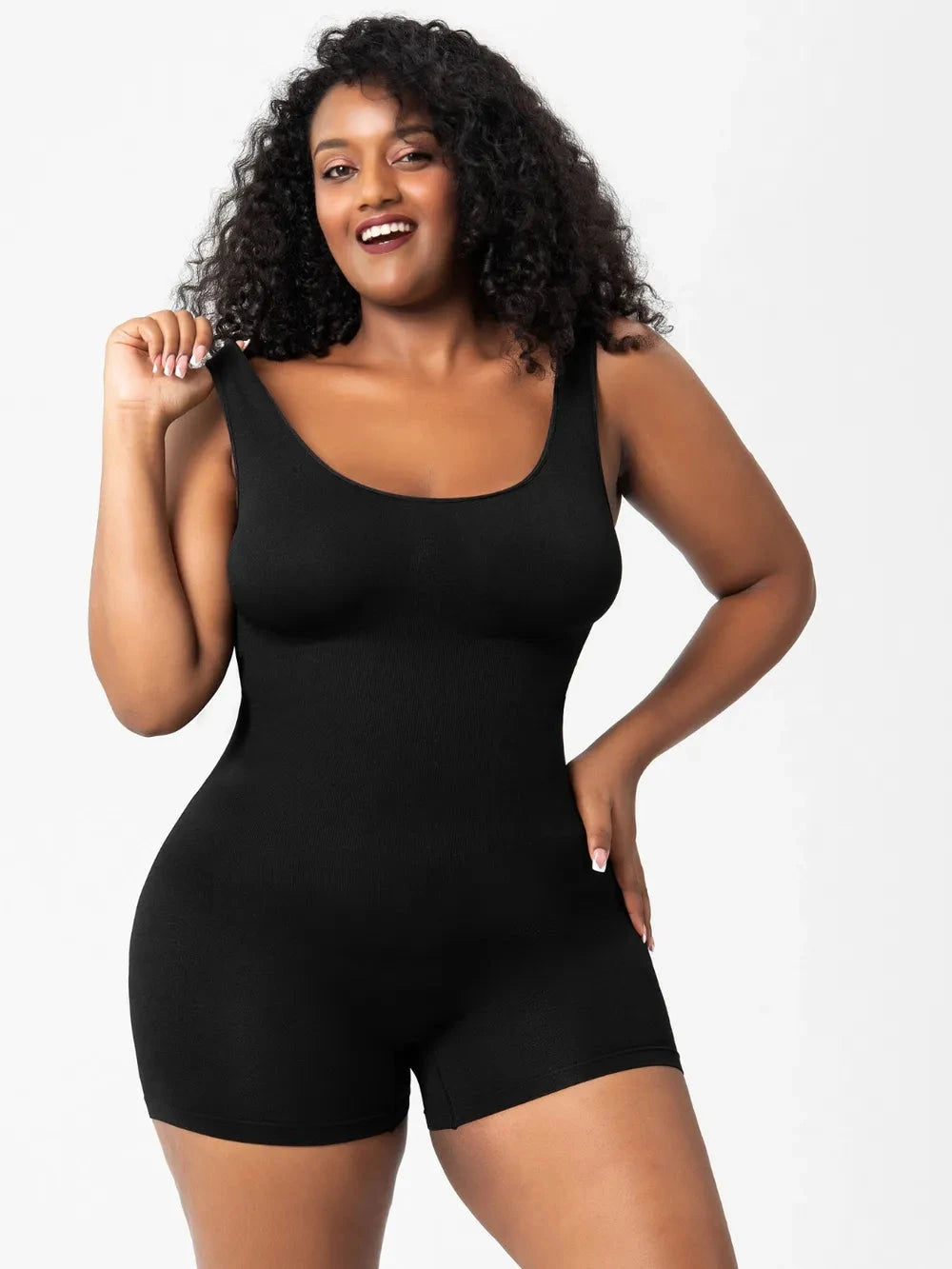 IREP Stealth Wealth Tavi Scoop Neck Wide Strap Shaping Romper Bodysuit Top iRepBrand
