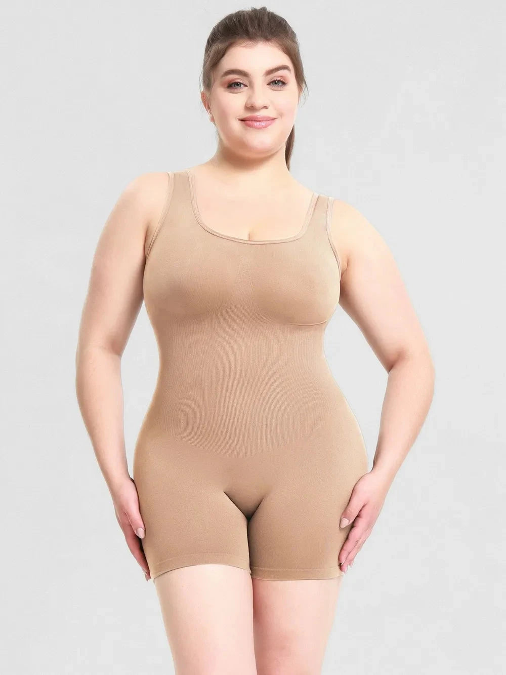 IREP Stealth Wealth Tavi Scoop Neck Wide Strap Shaping Romper Bodysuit Top iRepBrand