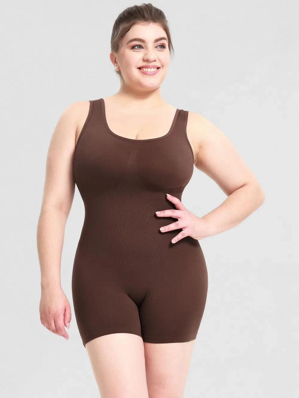 IREP Stealth Wealth Tavi Scoop Neck Wide Strap Shaping Romper Bodysuit Top iRepBrand