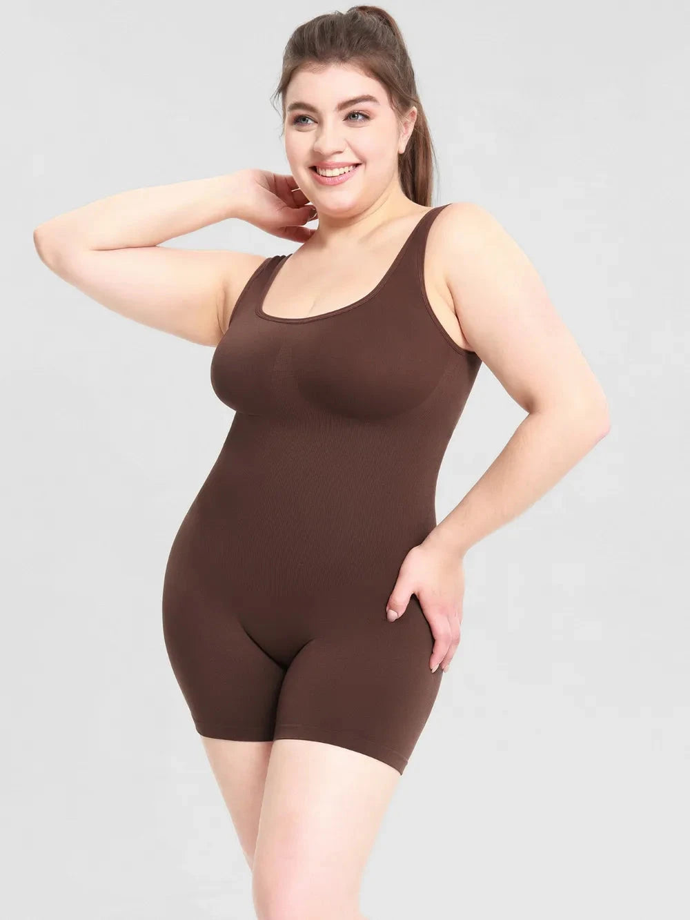IREP Stealth Wealth Tavi Scoop Neck Wide Strap Shaping Romper Bodysuit Top iRepBrand