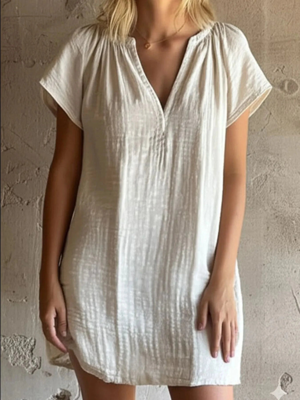 IREP Stealth Wealth Textured Short Sleeve Mini Dress Trendsi 