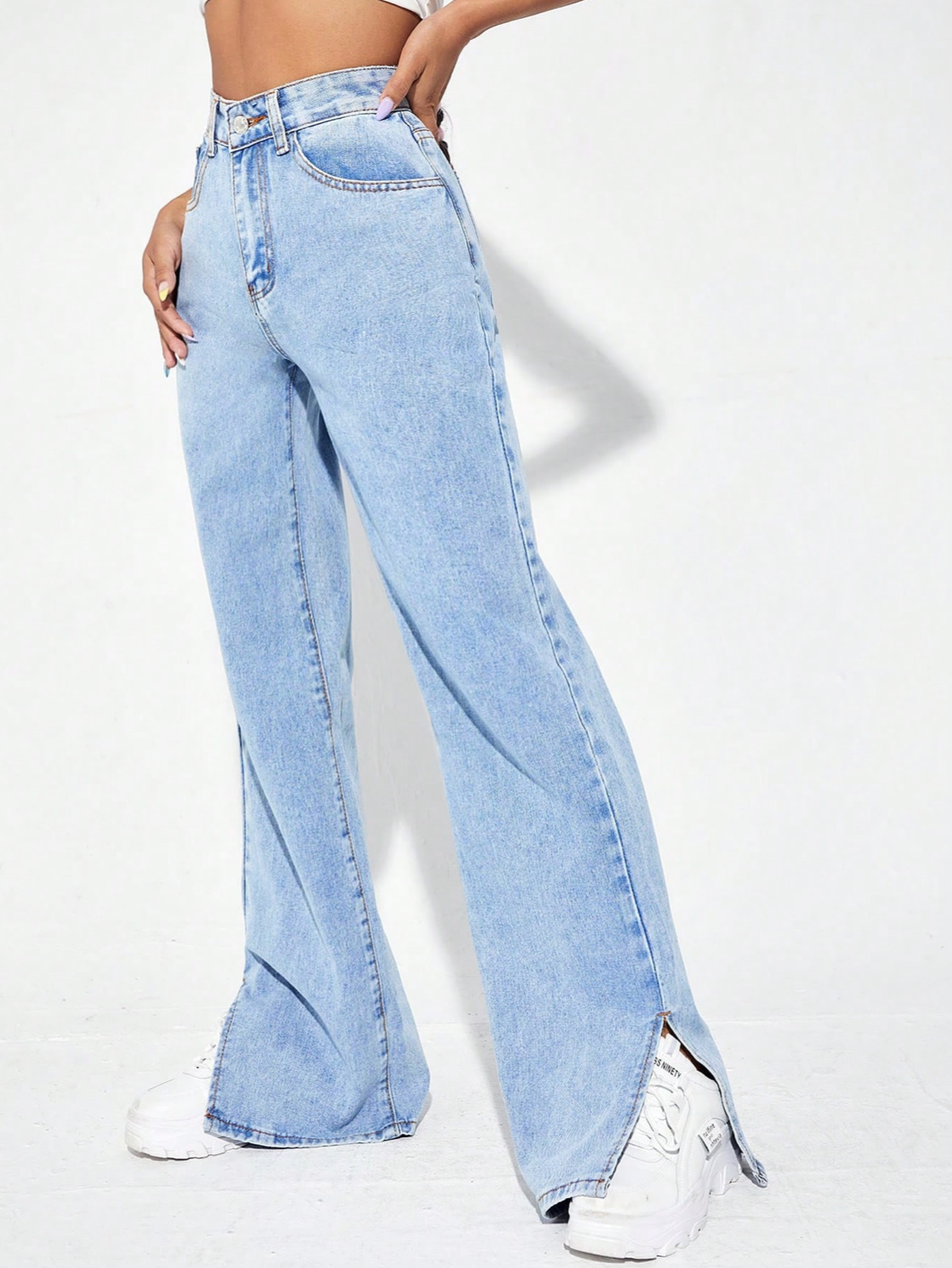 IREP Split Hem Wide Leg Zipper Women Jeans iRepBrand