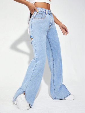 IREP Split Hem Wide Leg Zipper Women Jeans iRepBrand