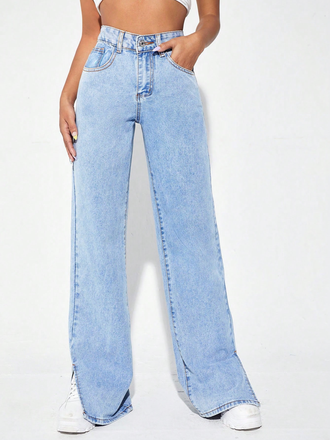 IREP Split Hem Wide Leg Zipper Women Jeans iRepBrand