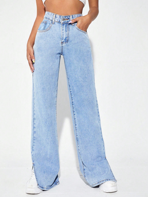 IREP Split Hem Wide Leg Zipper Women Jeans iRepBrand