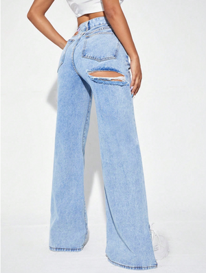 IREP Split Hem Wide Leg Zipper Women Jeans iRepBrand
