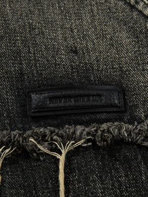 Men's Distressed Denim Patchwork Oversized Hoodie with Frayed Details Trendsi 