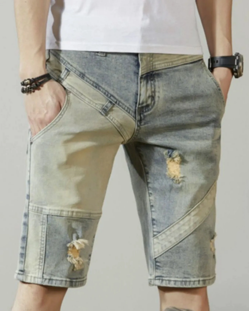 Men's Distressed Wash Denim Shorts Trendsi 