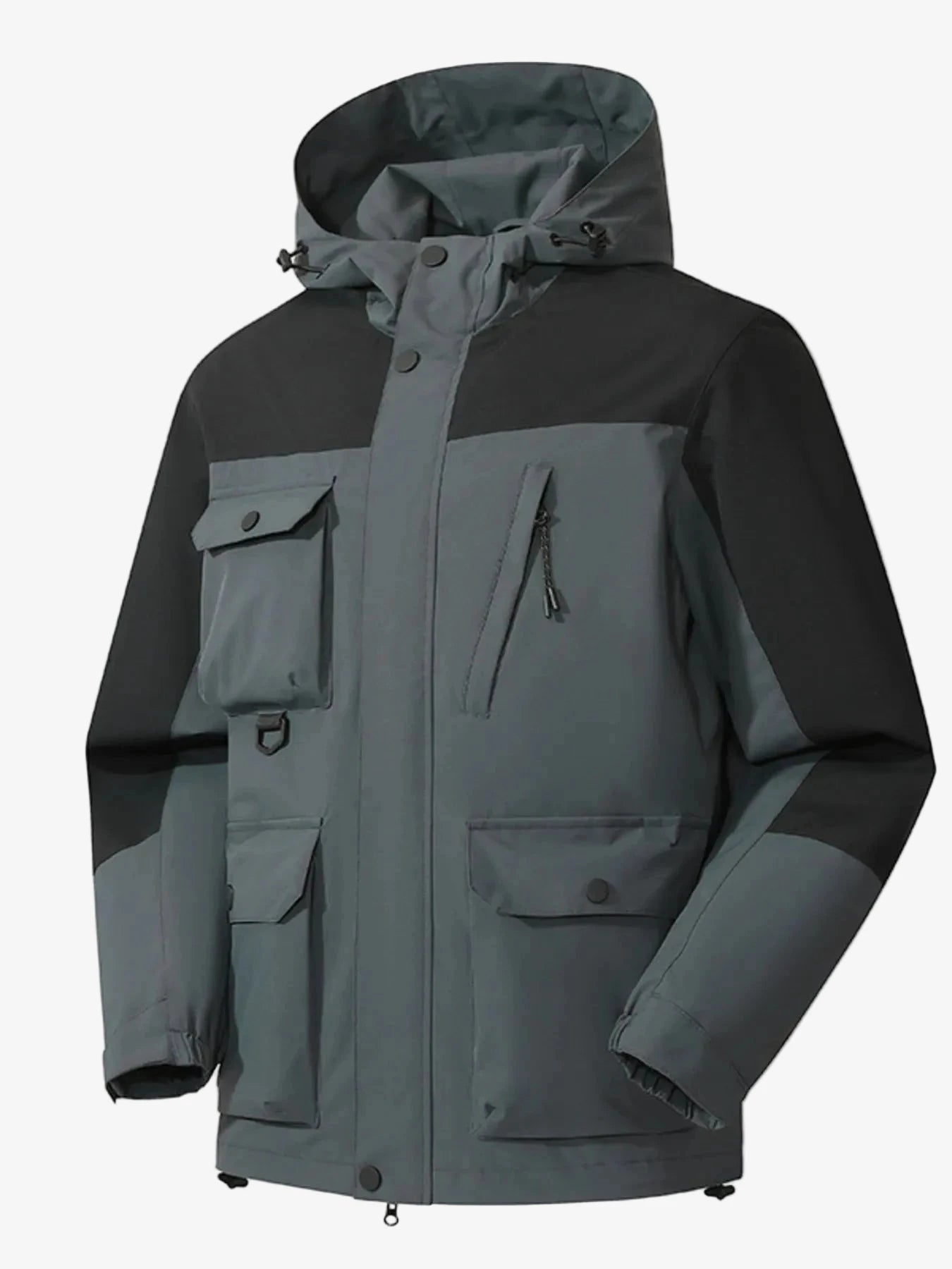 Men's Full Size Multi-Pocket Long Sleeve Hooded Jacket Plus Size Jacket iRepBrand