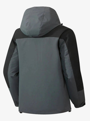 Men's Full Size Multi-Pocket Long Sleeve Hooded Jacket Plus Size Jacket iRepBrand