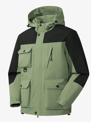 Men's Full Size Multi-Pocket Long Sleeve Hooded Jacket Plus Size Jacket iRepBrand