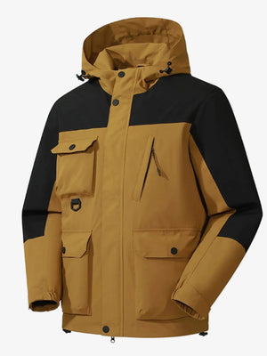 Men's Full Size Multi-Pocket Long Sleeve Hooded Jacket Plus Size Jacket iRepBrand