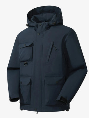 Men's Full Size Multi-Pocket Long Sleeve Hooded Jacket Plus Size Jacket iRepBrand