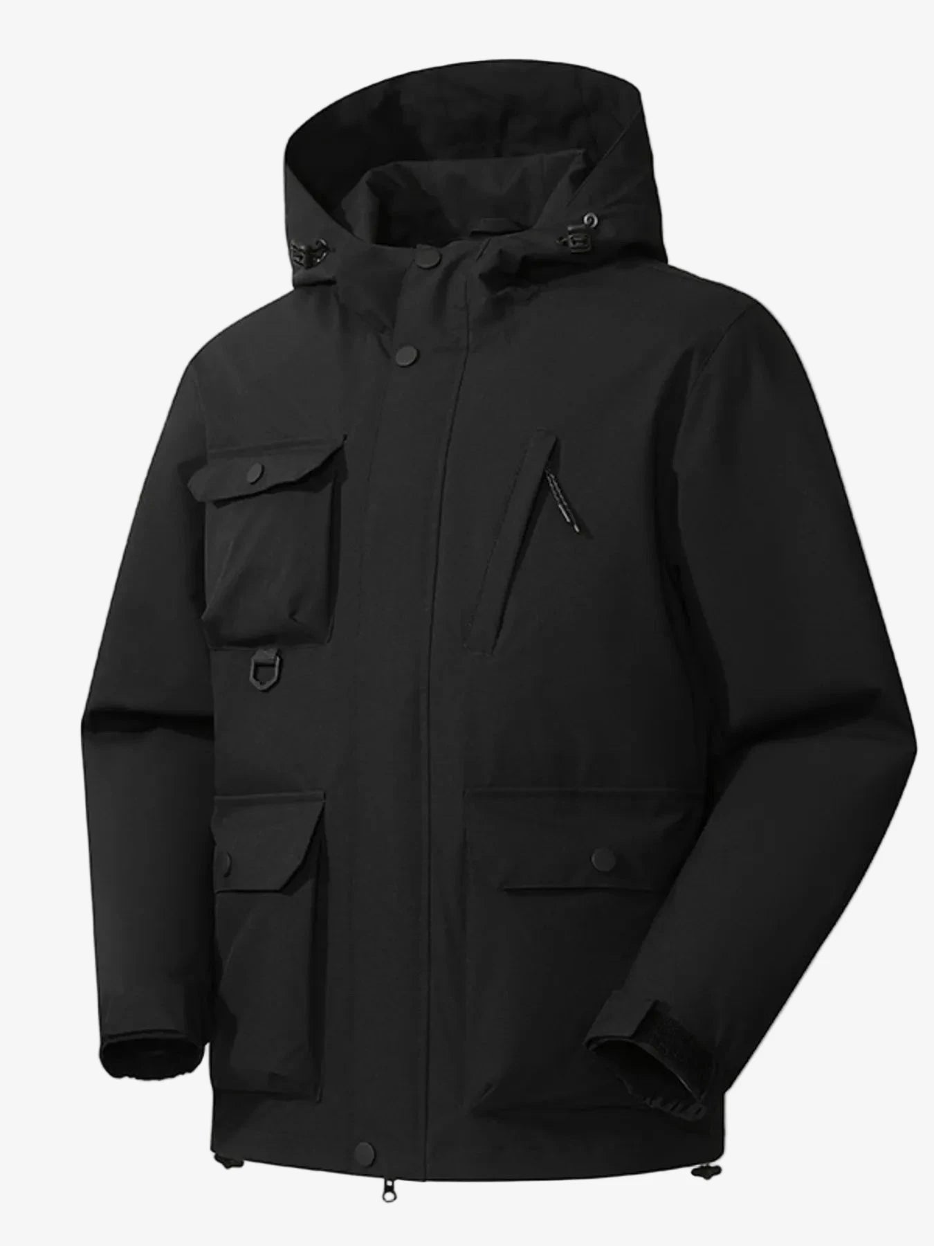 Men's Full Size Multi-Pocket Long Sleeve Hooded Jacket Plus Size Jacket iRepBrand