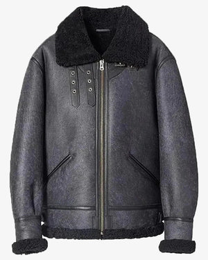 Men’s Grey B3 Bomber Jacket Sheepskin Shearling Coat Coat iRepBrand