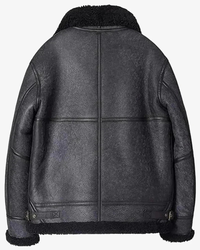 Men’s Grey B3 Bomber Jacket Sheepskin Shearling Coat Coat iRepBrand
