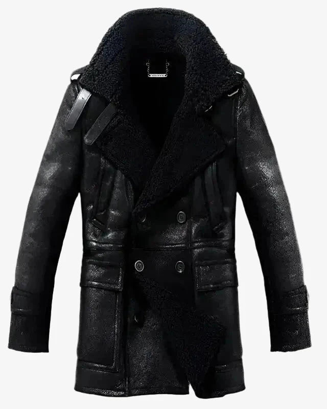 Men’s Long Black Sheepskin Fur Coat Coat iRepBrand