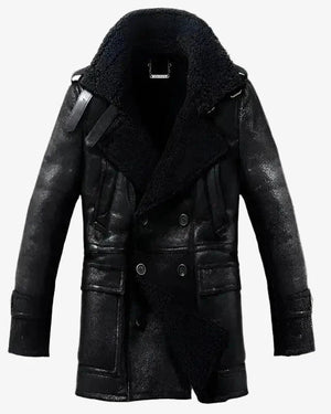 Men’s Long Black Sheepskin Fur Coat Coat iRepBrand