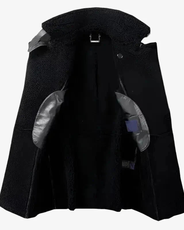 Men’s Long Black Sheepskin Fur Coat Coat iRepBrand