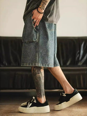 Men's Washed Loose Fit Denim Shorts Trendsi 