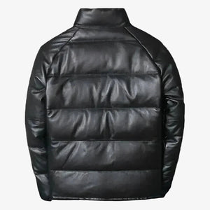 Mens Lambskin Leather Puffer Jacket n/a iRepBrand