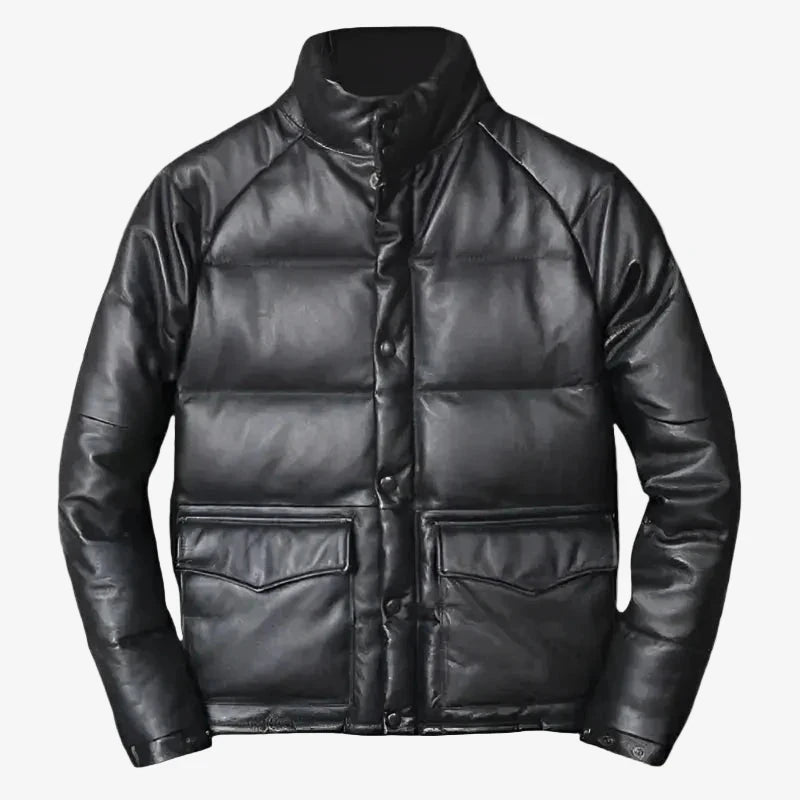 Mens Lambskin Leather Puffer Jacket n/a iRepBrand