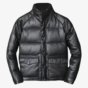 Mens Lambskin Leather Puffer Jacket n/a iRepBrand