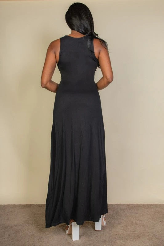 Plunge Neck Thigh Split Dress Capella 
