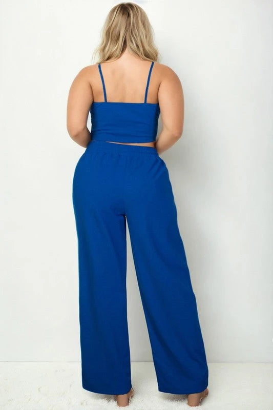 Plus Bustier Crop Cami Top & Pocket Straight Pants Capella 