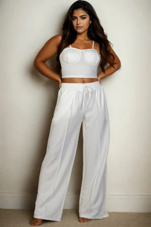 Plus Bustier Crop Cami Top & Pocket Straight Pants Capella 