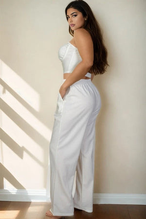 Plus Bustier Crop Cami Top & Pocket Straight Pants Capella 