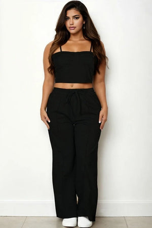 Plus Bustier Crop Cami Top & Pocket Straight Pants Capella 