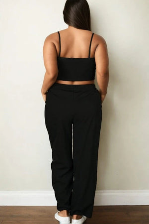 Plus Bustier Crop Cami Top & Pocket Straight Pants Capella 