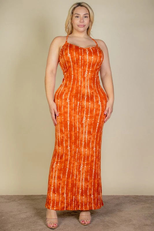 Plus Size Tie Dye Printed Cami Bodycon Maxi Dress Capella 