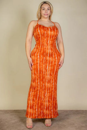Plus Size Tie Dye Printed Cami Bodycon Maxi Dress Capella 