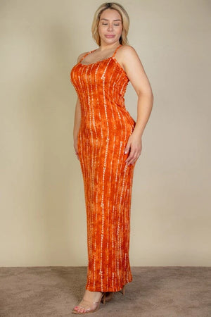 Plus Size Tie Dye Printed Cami Bodycon Maxi Dress Capella 