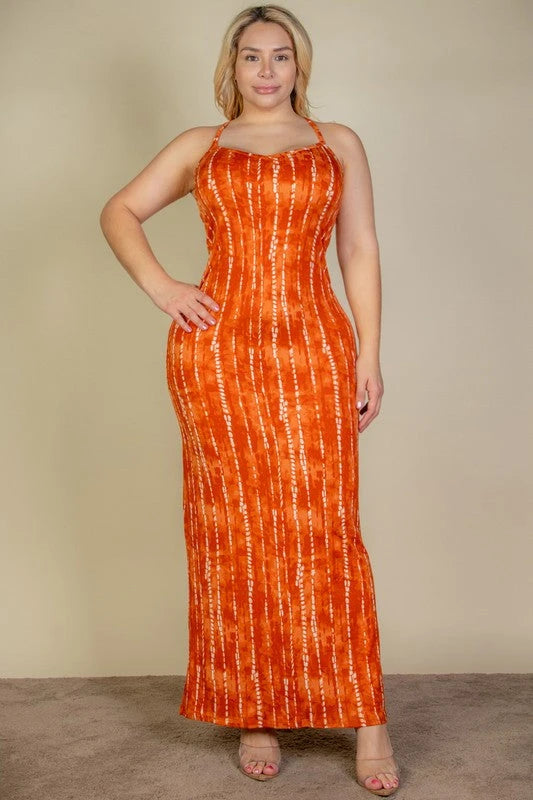 Plus Size Tie Dye Printed Cami Bodycon Maxi Dress Capella 